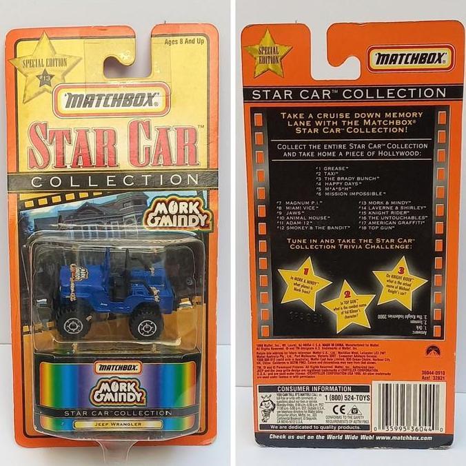 matchbox jeep 4x4 wrangler willys laredo mork & mindy star car collection (s)