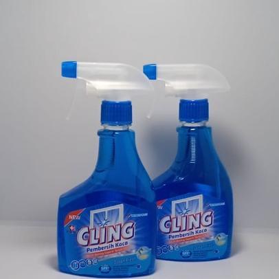 BEST SALE Cling Pembersih Kaca Botol Spray 440ML + Alat Karet Pembersih Kaca Pengering Lap Kaca Mobi