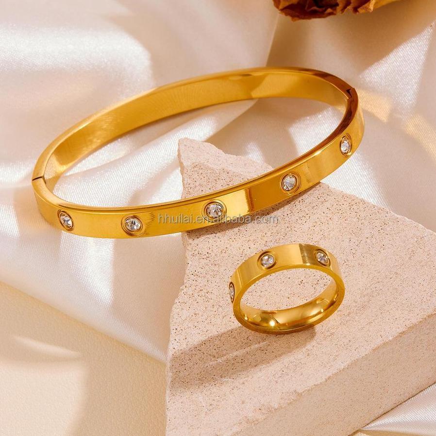 Gelang Dan Cincin Slim Titanium Bangle Anak Dan Dewasa Model Polos Dan Permata Aksesoris Fashion