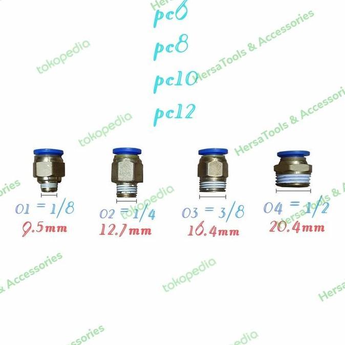 Nepel Angin | Fitting Pneumatic Straight pc10~pc12 Drat 03|04