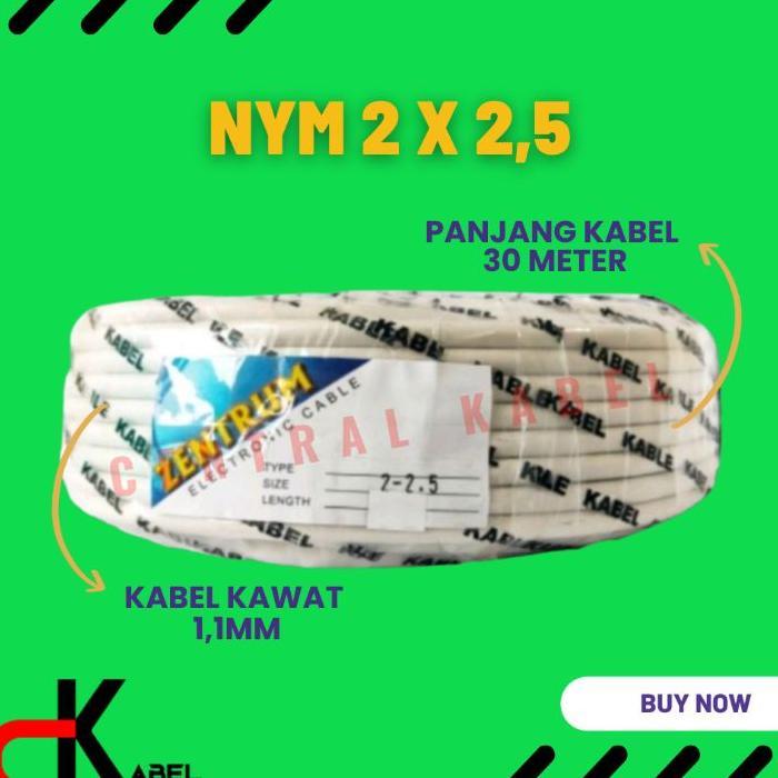 Kabel Listrik Kawat Nym 2 X 2,5 (30 Meter) Hitam / Putih