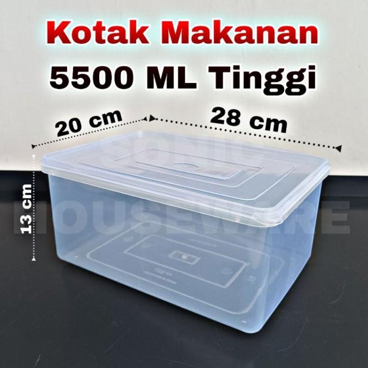 Toples Kotak Makan Makanan Sealware Segi Wadah Food Box 5500 Ml Tinggi Tempat Box Wadah Kotak Kue Bo