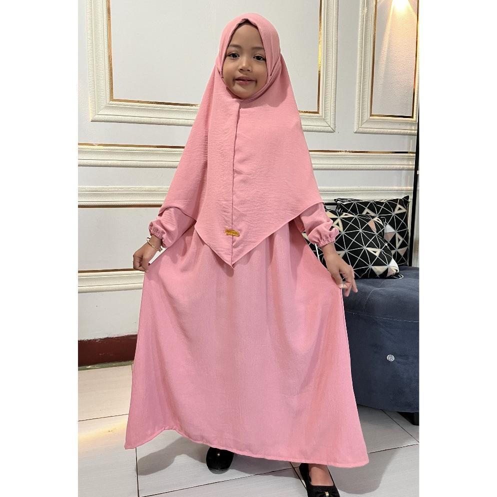HEMAT ALUNA GAMIS SYAR'I KIDS SET HIJAB BAJU ANAK PEREMPUAN PLUS KERUDUNG