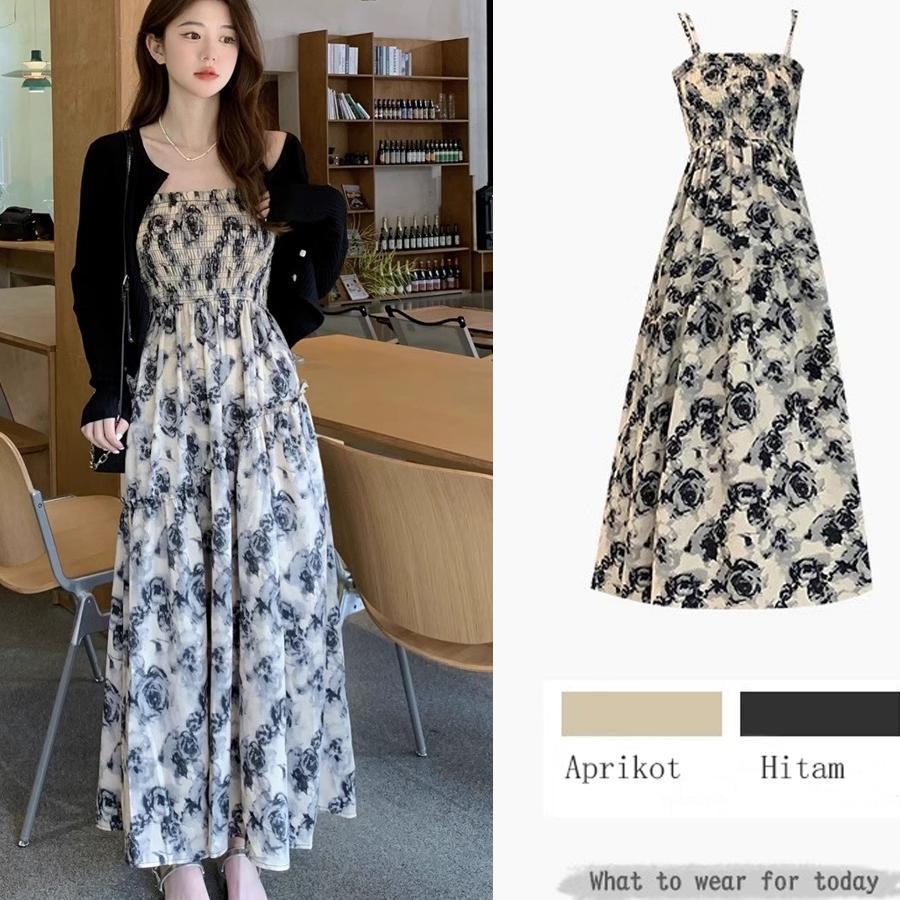 Cod  Maxi Dress Floral Pantai Beach Dress Backless/ Long Dress Premium Korean Style Bali Dress Beach