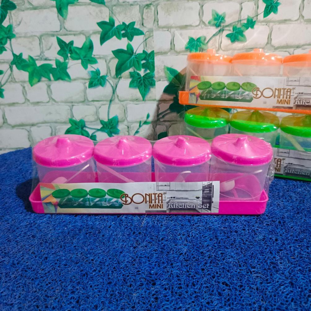 BESTPROMO Rak Bumbu ISI 4 PCS TOPLES MINI BONITA Set Rak bumbu Tempel Dinding / Tempat gula teh kopi