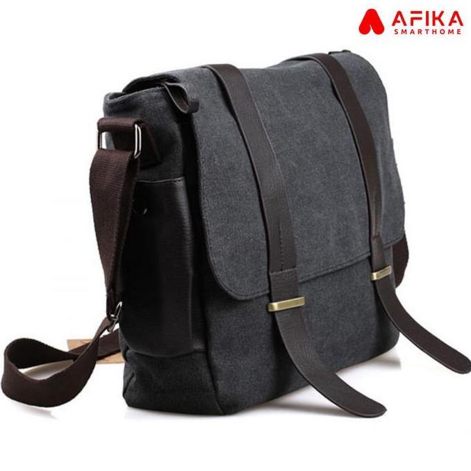 NEW TAS SELEMPANG PRIA KANVAS KAPASITAS BESAR KOREAN STYLE CANVAS ORI