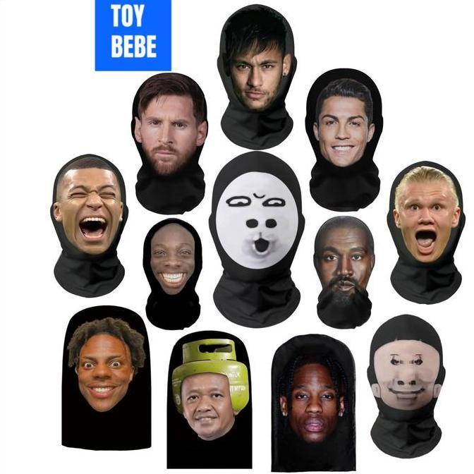 TOYBEBE Topeng 3d Manusia Masker Motor face joker Pelindung Sinar Matahari Topeng Lucu Wajah Nyata-H