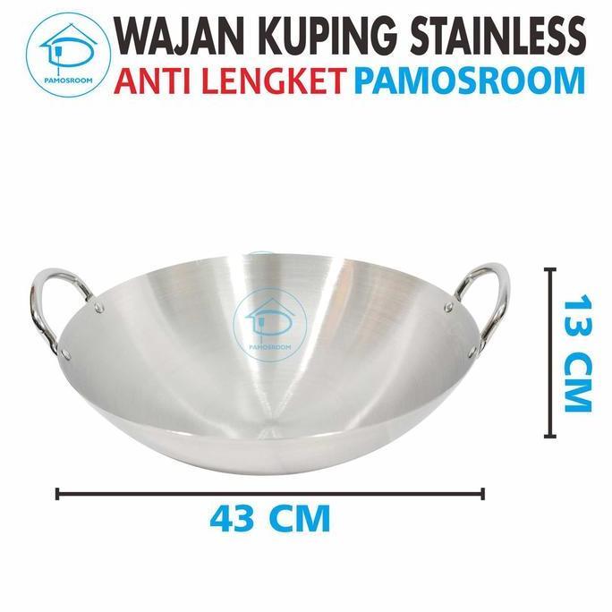 Calypso Wajan 43Cm Kuali Wajan Penggorengan Stainless Steel Ukuran 43cm Anti Lengket