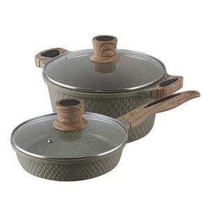 [COD] Stein Cookware Paket Ruby ( Caserolle 24 cm + Lid & Fry Pan 20 Cm + Lid ) Granit
