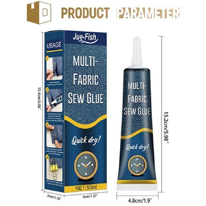 PODAMANS 50ML Lem Kain Tanpa Jahit Super Kuat & Tahan Air Fabric Sew Glue Permanen untuk Pakaian, Je