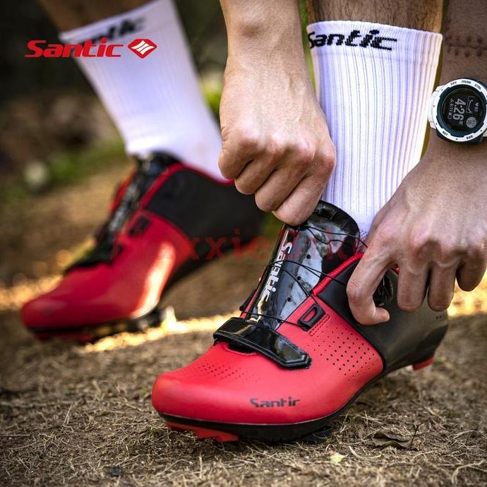 Santic S21029 Sepatu Sepeda Cleat Roadbike Cycling Lock Shoes Rotating Buckle Roadbike Shoes Lightwe