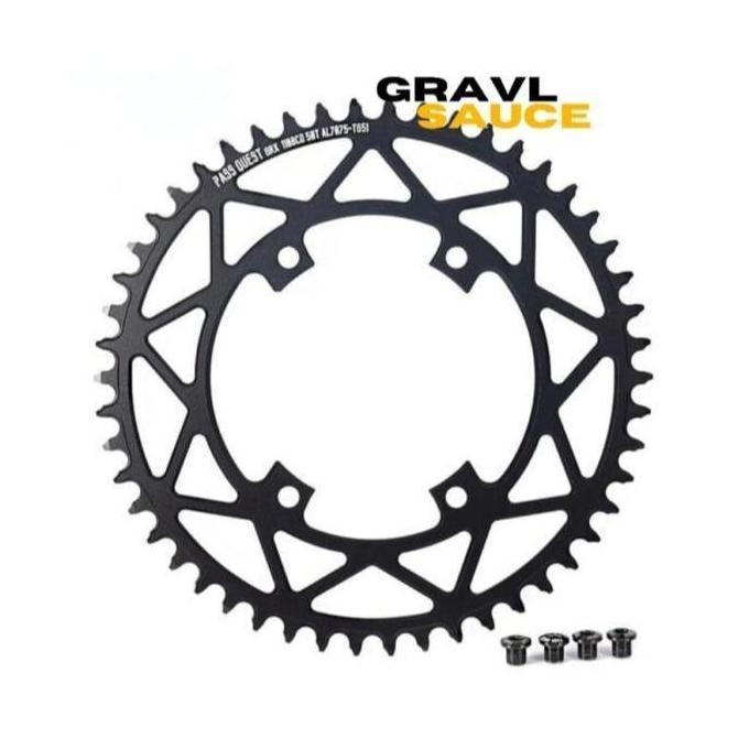 Pass Quest Chainring 52T Bcd 110 Shimano Grx Crank Arm 4 Bolt