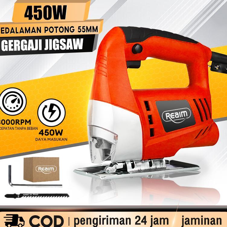 Reaim Gergaji Listrik Mesin Gergaji Jigsaw Kekuatan Tinggi Mesin Potong Kayu Jigsaw Electric Jigsaw