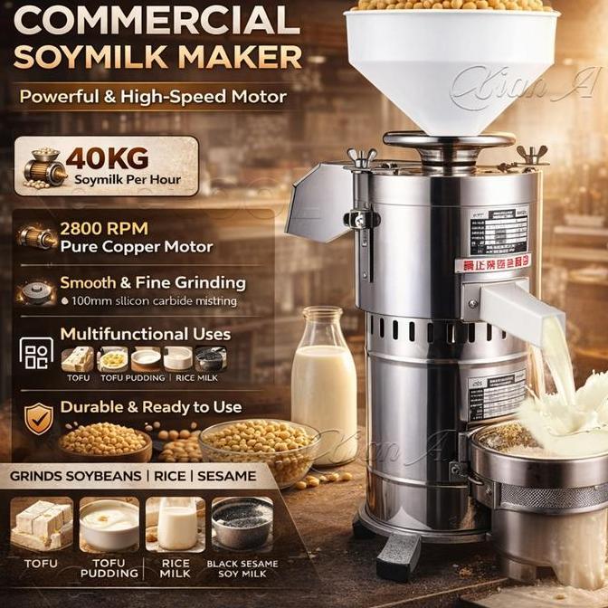 ATHHINE Mesin Susu Soya Kedelai Elektrik Stainless Steel Anti Karat Otomatis Serbaguna Untuk Susu Be