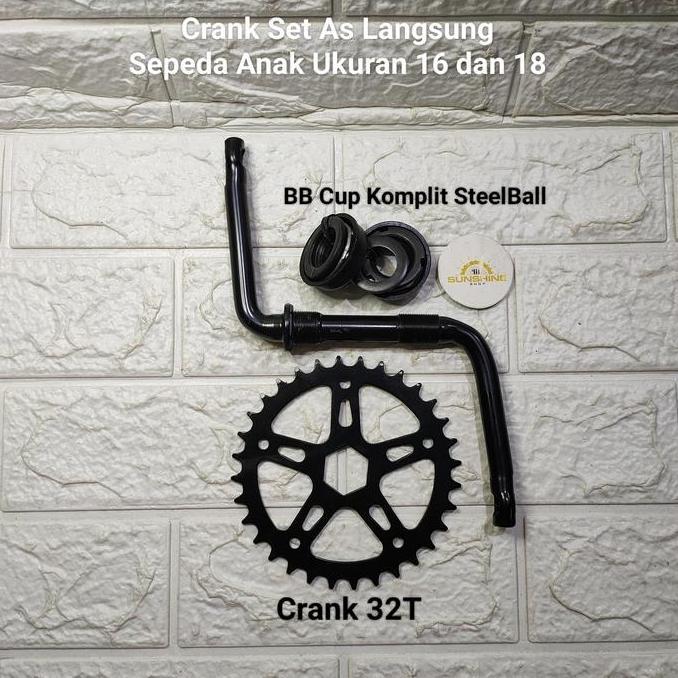 Crank Crankset As Langsung Sepeda Anak 16 Inch Komplit Gir Tengah Piringan 32T
