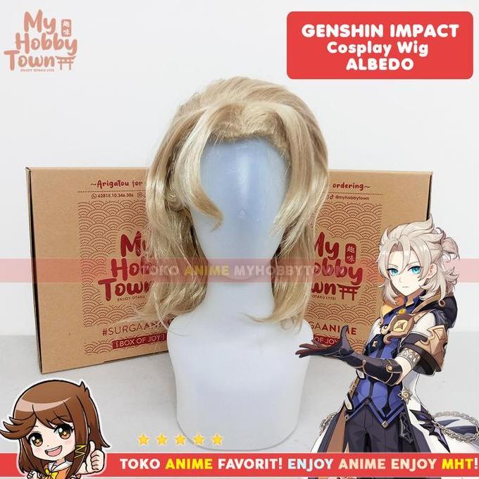 Wig Cosplay Anime Game Genshin Impact Albedo