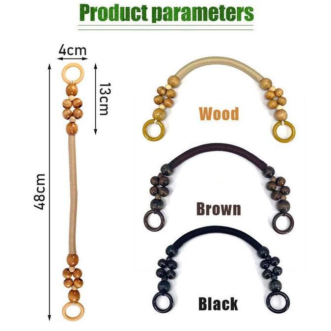 ESPRIZO Handle tas Kayu / Gagang Kayu / gagang tas kayu anggur / Handle Anggur Tas Tali kur