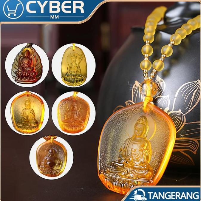 CHONELIO Kalung Agama Buddha Bahan Sayu Liontin Dewi Kwan Im / Kalung Buddha Maitreya / Buddha Pengo
