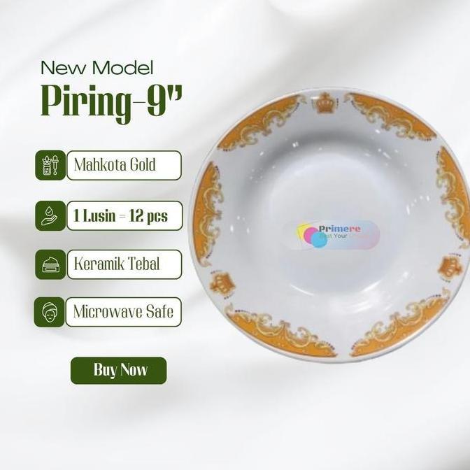 Piring Keramik Aesthetic Set 1 Lusin dan 1/2 Lusin Ukuran 9 Inch Packing Kayu