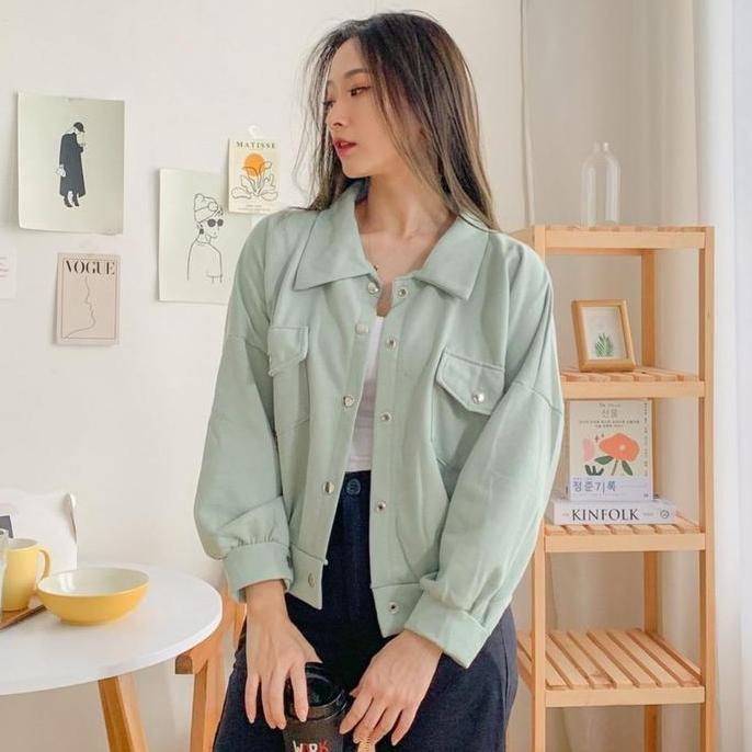 Lansungkirim- Jaket Olin Button Jaket Wanita Kekinian Nyaman