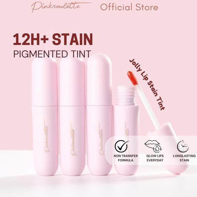 Jolly Tint Pinkroulette Lip Tint Stain With Serum Liptint Pmented Liptint Tahan Lama Up To 12 Jam Li