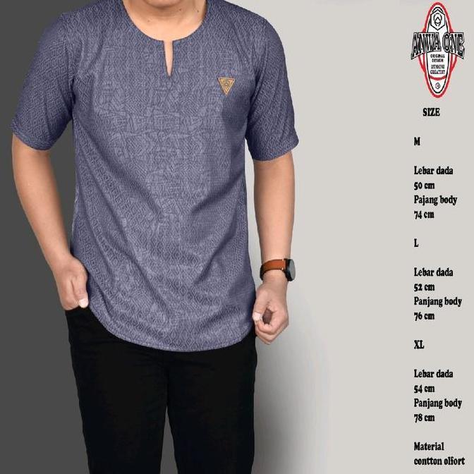 Wekup Kemeja Pria Terbaru Atasan Simple Polos Navy Kemko Dewasa Muslim Original Anwa Terlaris Baju C