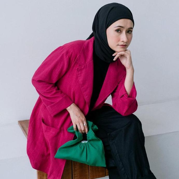 Lansungkirim- Pure Blazer Outer Linen Korea Oversize Big Size   /Jas Wanita Semi Tebal Basic Formal 