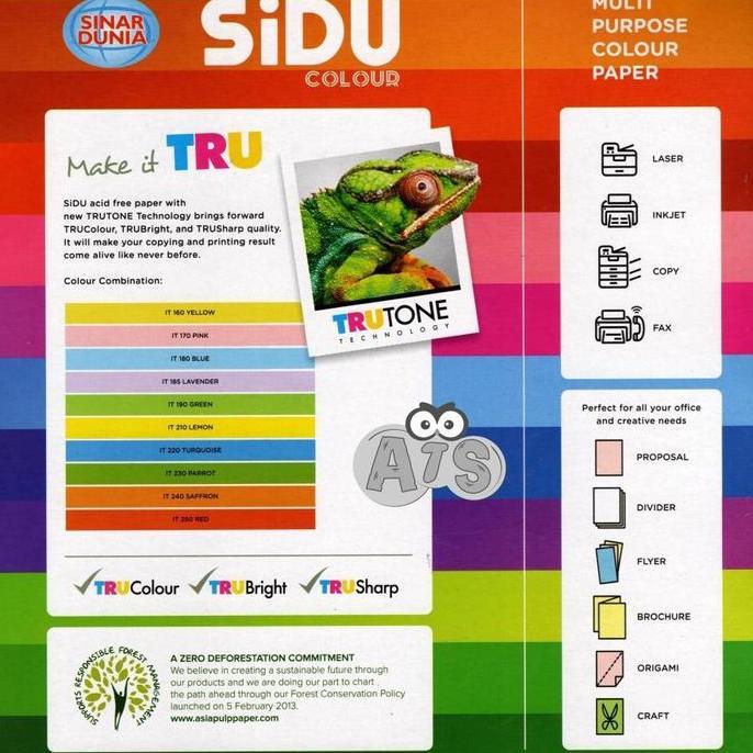 Lansungkirim- Kertas Sidu A4 80 Gram Warna-Warni
