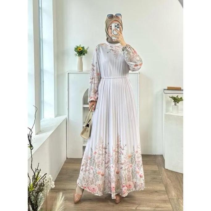GAMIS PLISKET MOTIF PRINTING TERBARU BUNGA FLORAL