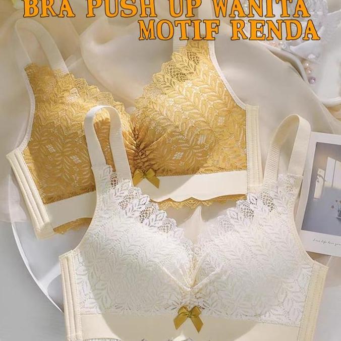 Wagee- [Vimisu]Bra Wanita Cup Latex/Push Up Bra Wanita Bahan Polos Renda Katun Tebal Bh Nyaman Canti