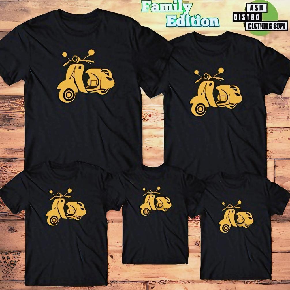 hot product kaos couple keluarga ayah ibu anak vespa / baju kapelan suami istri anak motif simpel / 