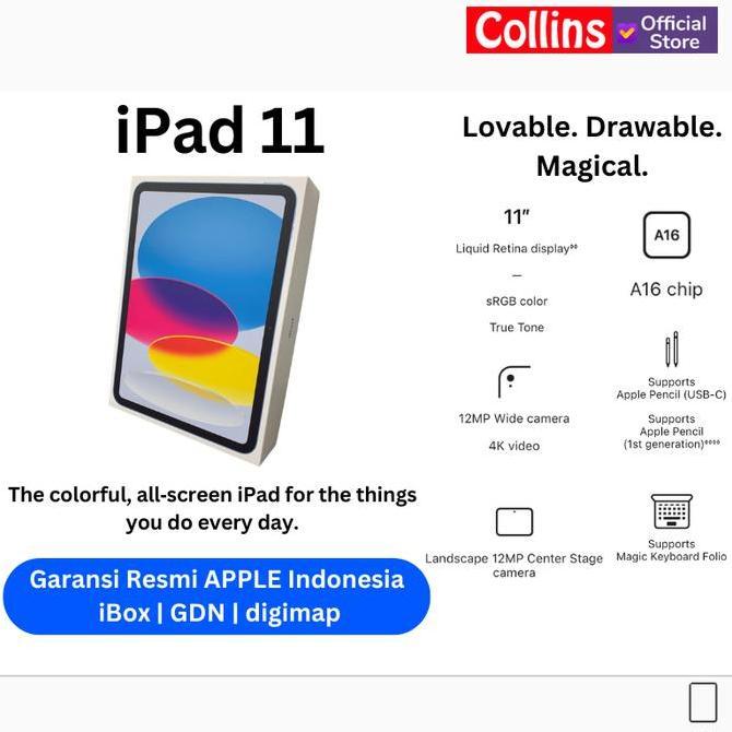 APPLE IPAD 11 2025 A16 128GB 256GB WIFI 11 INCH RETINA DISPLAY GARANSI RESMI IBOX GDN ORIGINAL DAN T