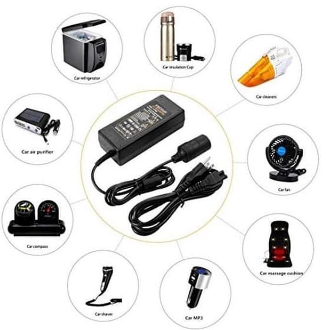 Converter AC DC Adaptor Colokan Lighter Mobil  ke Colokan Rumah - DC 12V