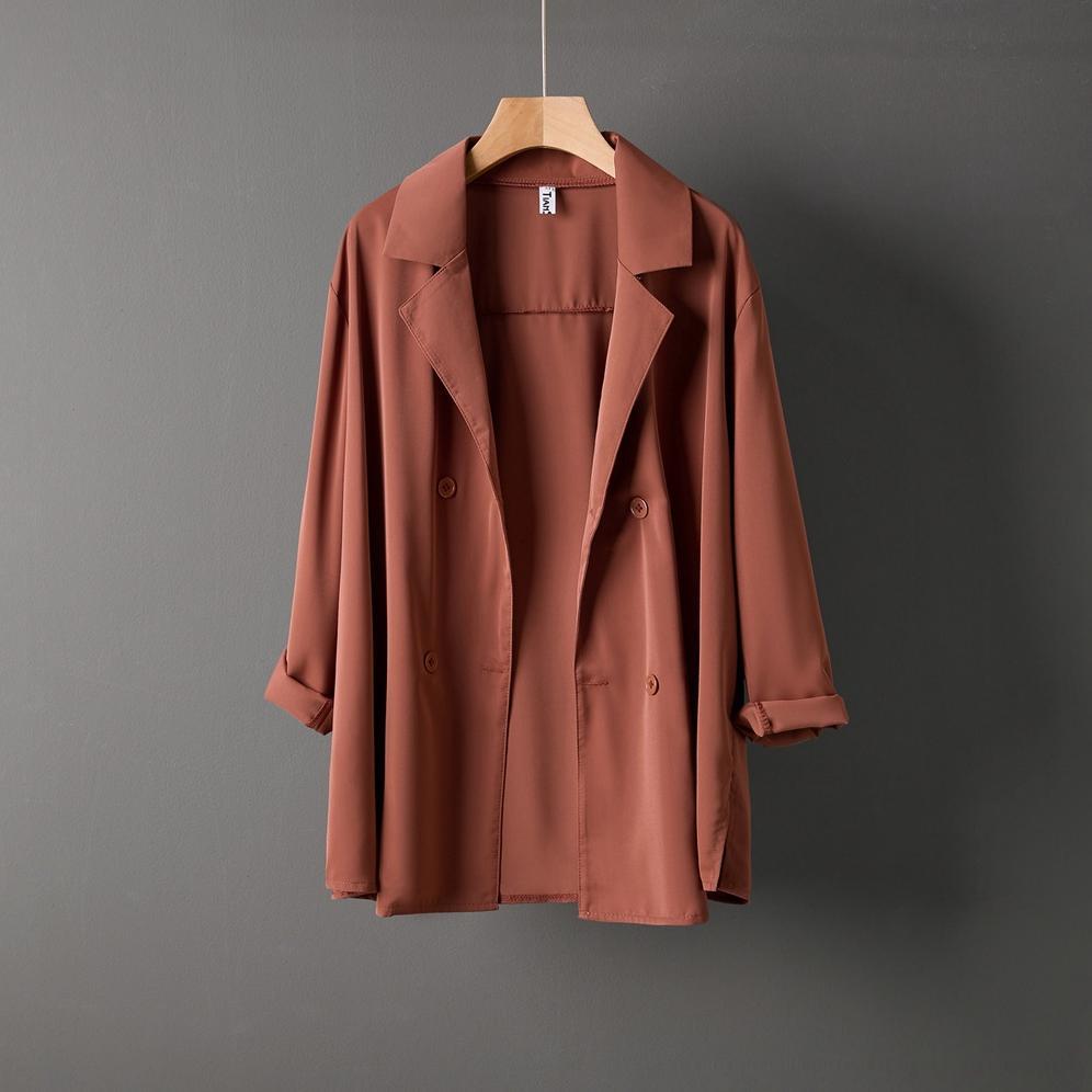 GARANSI TIANSHUN UNGU COKLAT MERAH MUDA PUTIH HIJAU HITAM BIRU KOREA BLAZER WANITA LENGAN PANJANG SE