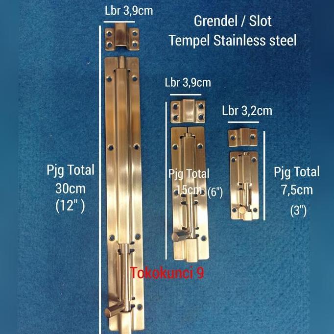 Grendel# Slot Pintu 30cm Stainless 12" Grendel 12inch Stainless steel