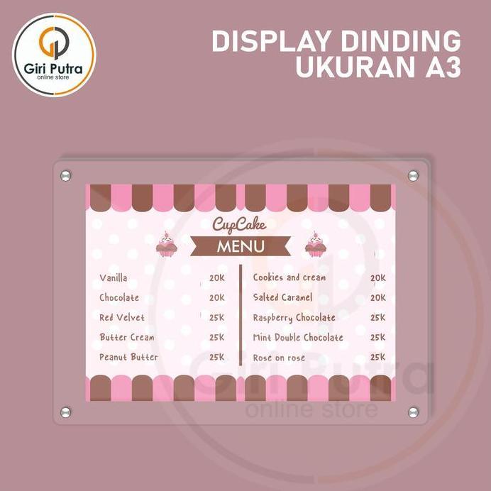 Display Dinding Akrilik / Frame Akrilik / Stand Poster Akrilik Ukuran A3