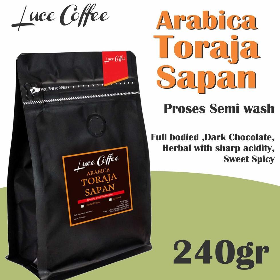 Luce Coffee, Kopi Arabica Toraja Sapan 240G - Biji Atau Bubuk