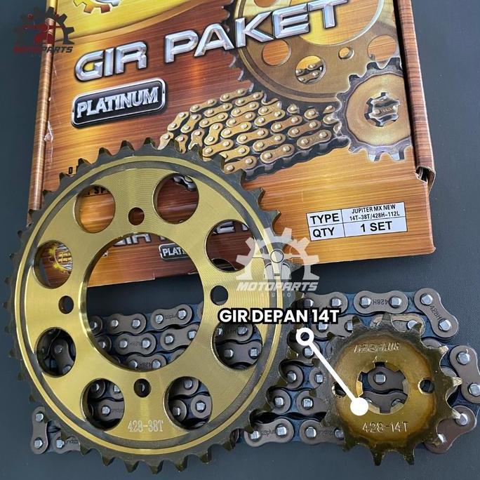Veloce- Gear Gir Set Gir Paket Jupiter Mx 135 New 14 38T 428H Gold Motorcycle