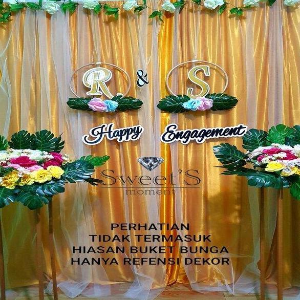 Paket Backdrop Lengkap Hiasan Lamaran Pernikahan Dekorasi dilapisi tile