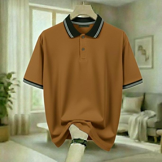 Baju Kaos Kerah Pria Dewasa Polo Shirt Kombinasi List Lengan Pendek Kaos Distro Bahan Polos Desain P