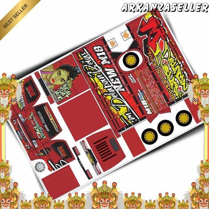 Pola Stiker Miniatur Truk Oleng Panjang 30Cm