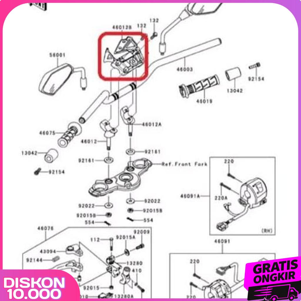 Dudukan Spedometer Er6N Cover Visor Dudukan Stang Raiser Atas Er6N Ori