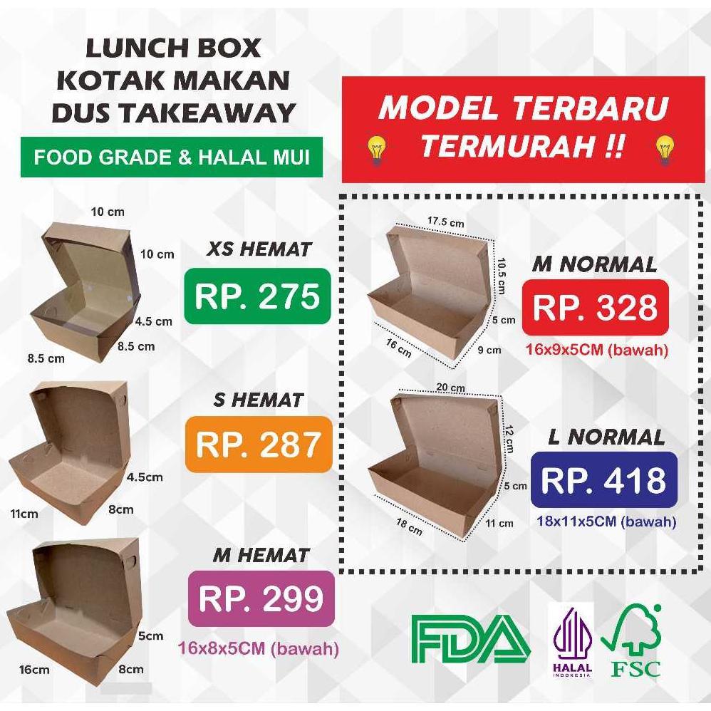 promo terbaru lunch box paper - small / kotak makan / dus nasi / kotak bungkus nasi / kotak takeaway