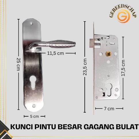 Kunci Pintu Besar Full Set Gagang Bulat  Handle Pintu
