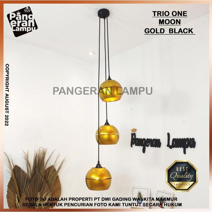 Lampu Gantung / Lampu Hias / lampu Void 1 Set MOON isi 3 Gold ONE