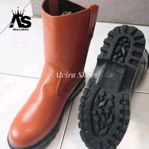 Sepatu Boot Safety Pria Kulit Sapi Asli, Sepatu Safety Ujung Besi, Shoes Safety Original Leather Out