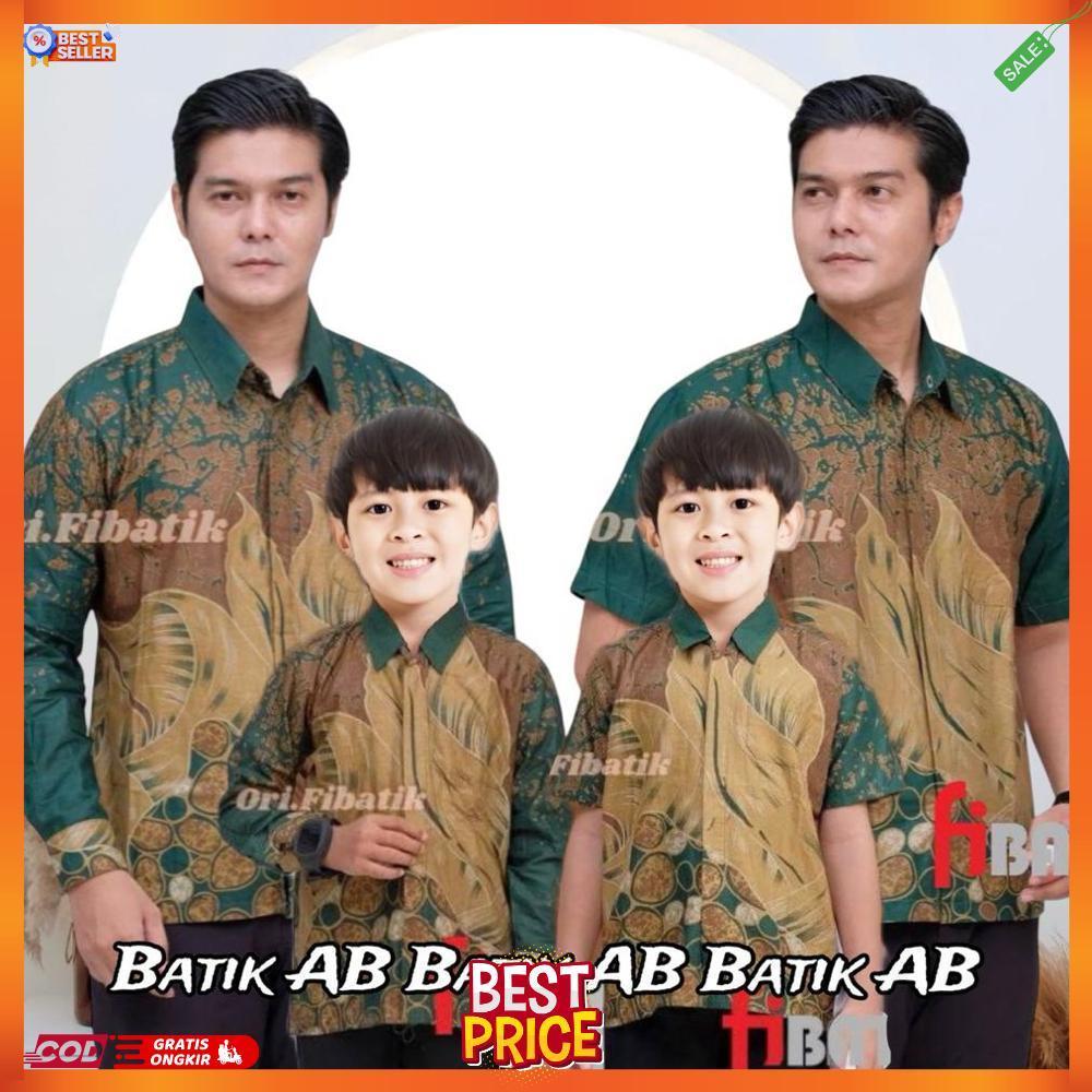 Terbaru Batik Couple Kemeja Batik Ayah Dan Kemeja Batik Anak Cowok Batik Warna Hijau Botol Batik Len