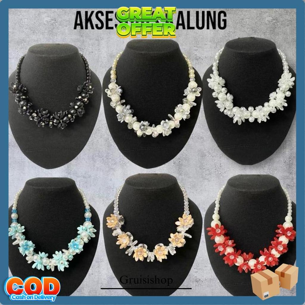 Kalung Hijab | Aksesoris Kalung Wanita | Kalung Mutiara Kristal | Kalung Pesta Diskon Spesial