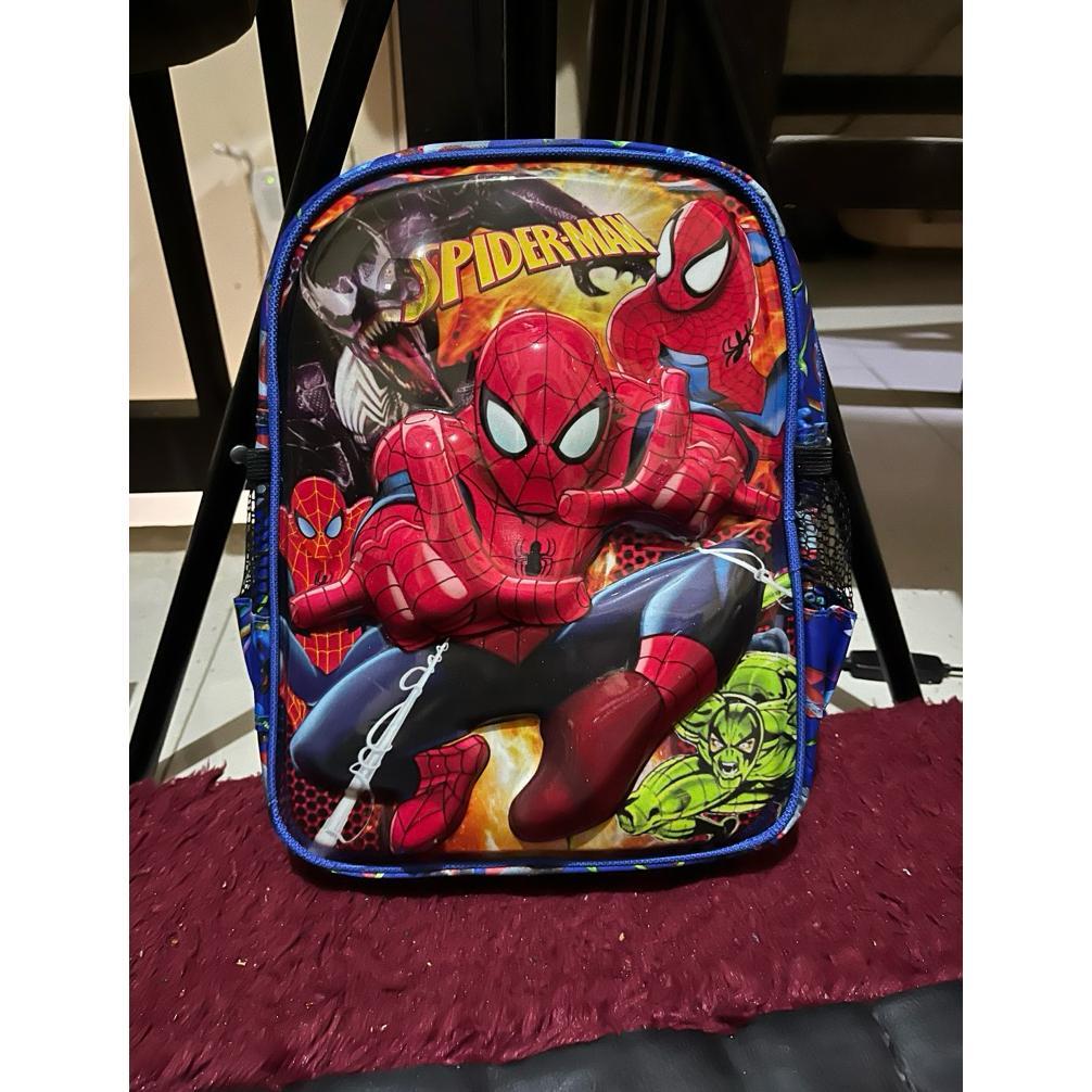 Grade Ori Tas Sekolah Sd Tk Paud Spiderman Led 3D Timbul - Tas Anak Laki-Laki Superhero