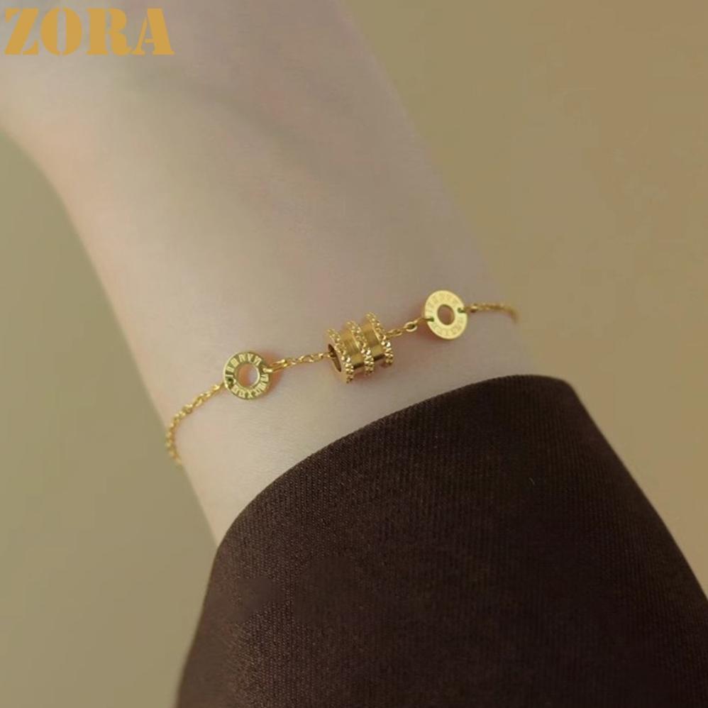 Zora Jewelry Gelang Aksesoris Fashion Wanita Angka Romawi Gelang Tangan Bracelets Sederhana Kolom Ro